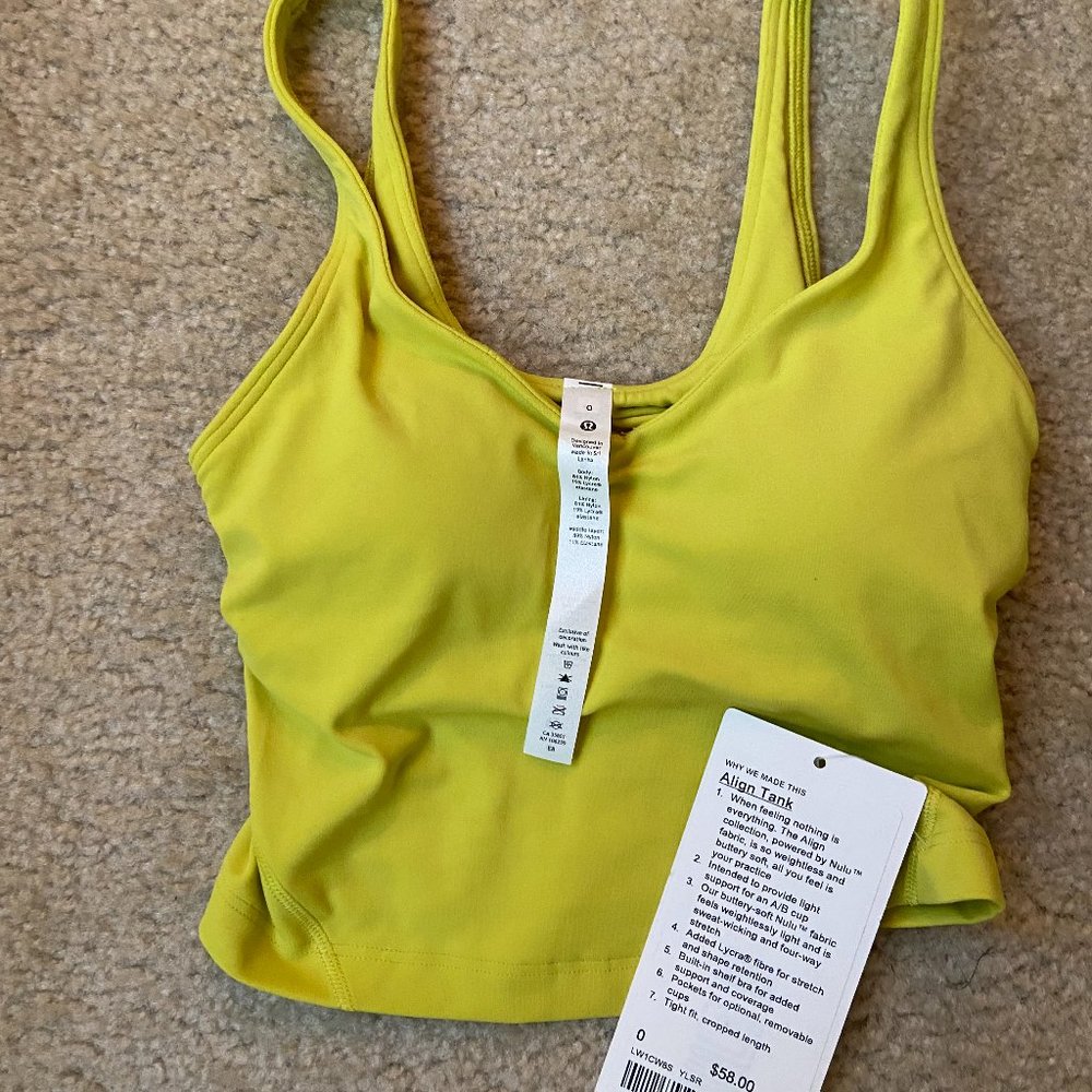 lululemon Align Tank Size 0 Tags on